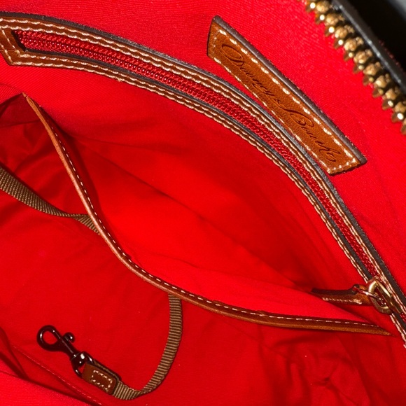 Dooney & Bourke Red suede & Brown leather Satchel w/shoulder strap and dust bag - Picture 10 of 13